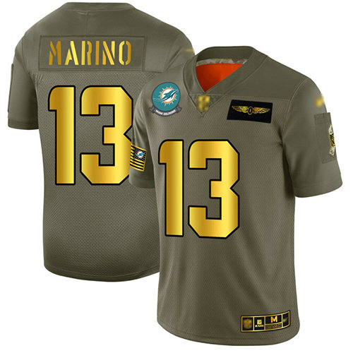 Dolphins #13 Dan Marino Camo Gold Men's Stitched Football Limited 2019 Salute To Service Jersey
