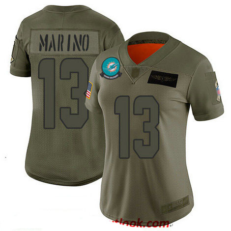 Dolphins #13 Dan Marino Camo Women's Stitched Football Limited 2019 Salute to Service Jersey