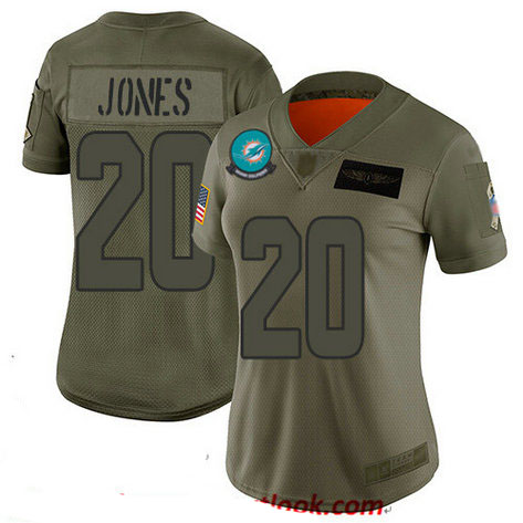 Dolphins #20 Reshad Jones Camo Women's Stitched Football Limited 2019 Salute to Service Jersey