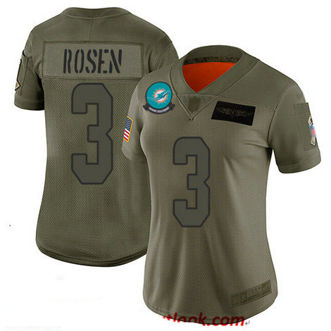 Dolphins #3 Josh Rosen Camo Women's Stitched Football Limited 2019 Salute to Service Jersey
