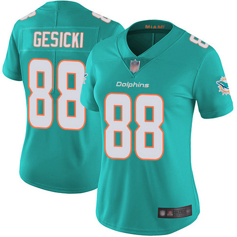Dolphins #88 Mike Gesicki Aqua Green Team Color Women's Stitched Football Vapor Untouchable Limited Jersey