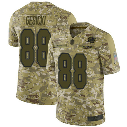 Dolphins #88 Mike Gesicki Camo Youth Stitched Football Limited 2018 Salute to Service Jersey