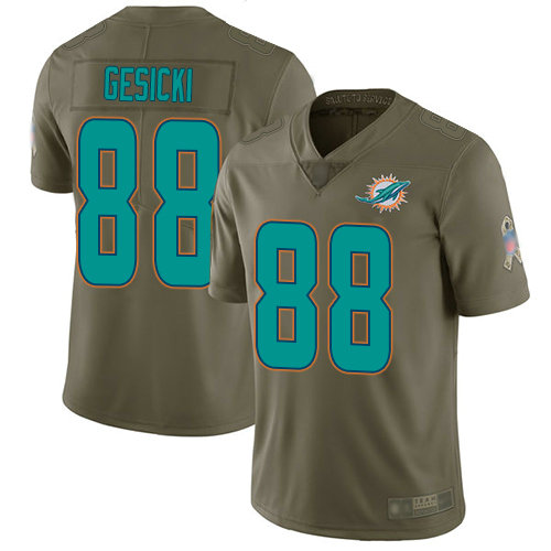 Dolphins #88 Mike Gesicki Olive Youth Stitched Football Limited 2017 Salute to Service Jersey