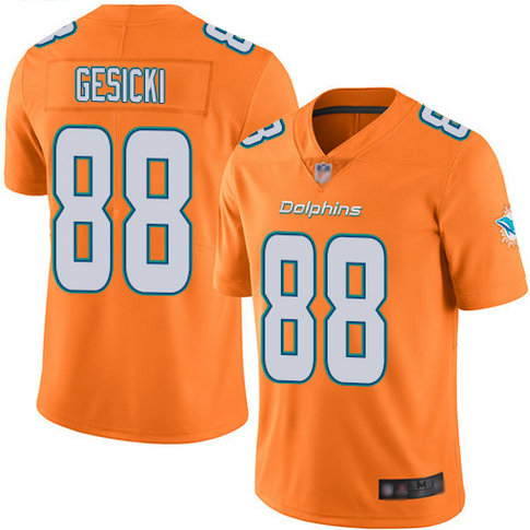 Dolphins #88 Mike Gesicki Orange Youth Stitched Football Limited Rush Jersey