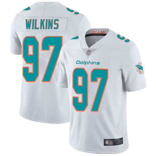 Dolphins #97 Christian Wilkins White Youth Stitched Football Vapor Untouchable Limited Jersey