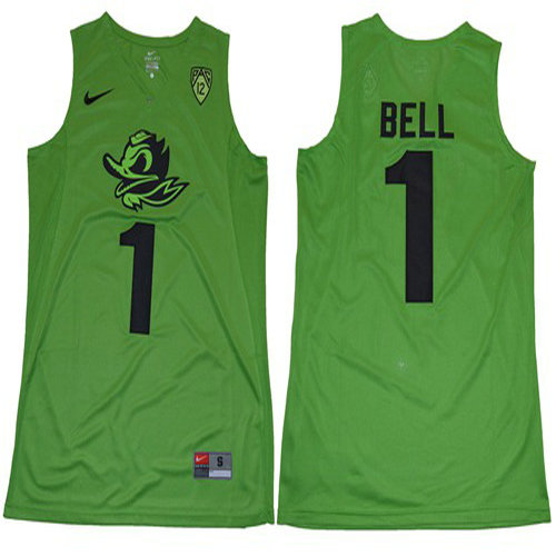 Ducks #1 Jordan Bell Apple Green Limited Stitched NCAA Jersey