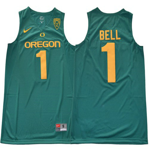 Ducks #1 Jordan Bell Dark Green Limited Stitched NCAA Jersey