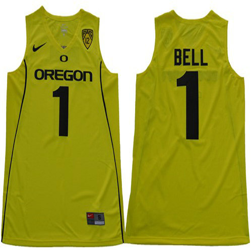 Ducks #1 Jordan Bell Yellow Limited Stitched NCAA Jersey