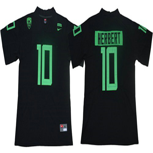 Ducks #10 Justin Herbert Blackout Limited Stitched NCAA Jersey