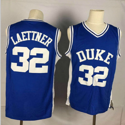 Duke Blue Devils 32 Christian Laettner Blue College Basketball Jersey