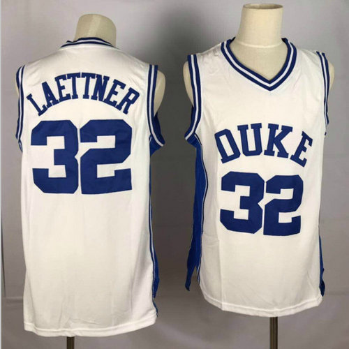 Duke Blue Devils 32 Christian Laettner White College Basketball Jersey