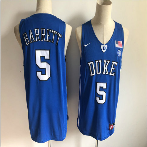 Duke Blue Devils 5 RJ Barrett Blue Nike College Basketball Jersey