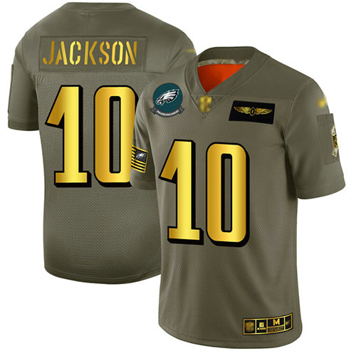 Eagles #10 DeSean Jackson Camo Gold Men's Stitched Football Limited 2019 Salute To Service Jersey