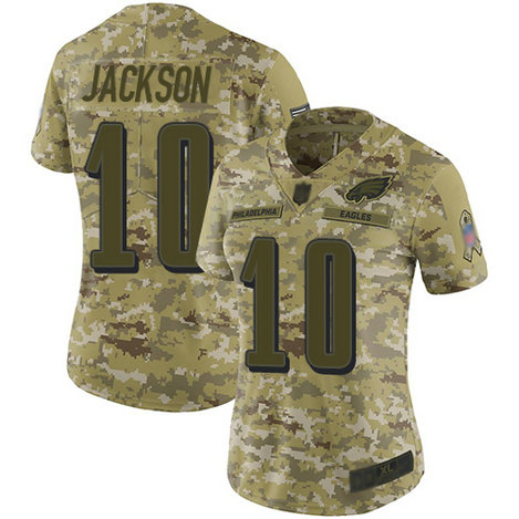 Eagles #10 DeSean Jackson Camo Women's Stitched Football Limited 2018 Salute to Service Jersey