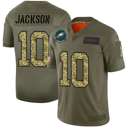 Eagles #10 DeSean Jackson Olive Camo Men's Stitched Football Limited 2019 Salute To Service Jersey