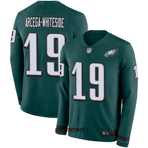 Eagles #19 JJ Arcega-Whiteside Midnight Green Team Color Youth Stitched Football Limited Therma Long Sleeve Jersey