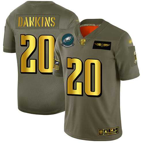 Eagles #20 Brian Dawkins Camo Gold Men's Stitched Football Limited 2019 Salute To Service Jersey
