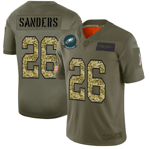 Eagles #26 Miles Sanders Olive Camo Men's Stitched Football Limited 2019 Salute To Service Jersey