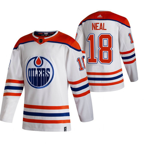 Edmonton Oilers #18 James Neal White Men's Adidas 2020-21 Reverse Retro Alternate NHL Jersey