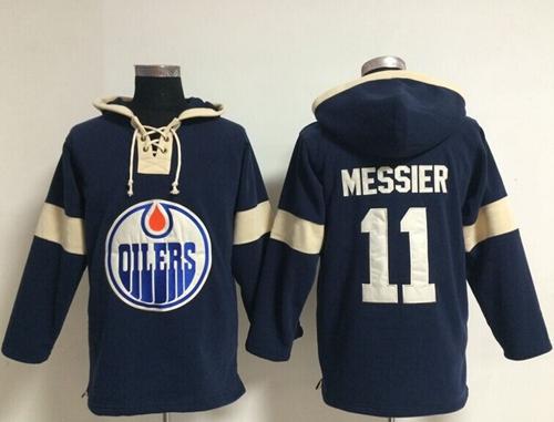 Edmonton Oilers 11 Mark Messier Dark Blue Pullover NHL Hoodie