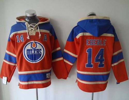 Edmonton Oilers 14 Jordan Eberle Orange Sawyer Hooded Sweatshirt NHL Jersey
