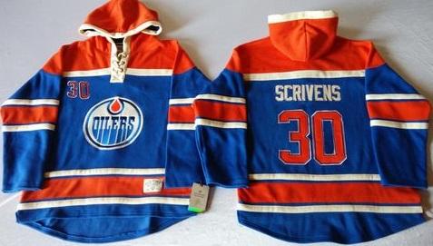 Edmonton Oilers 30 Ben Scrivens Light Blue Sawyer Hooded Sweatshirt NHL Jersey