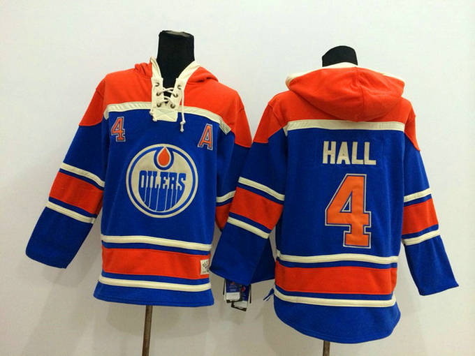Edmonton Oilers 4 Taylor Hall blue NHL hockey hoddies
