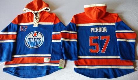 Edmonton Oilers 57 David Perron Light Blue Sawyer Hooded Sweatshirt NHL Jersey