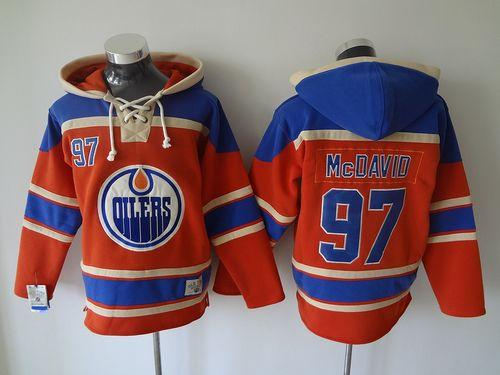 Edmonton Oilers 97 Connor McDavid Orange Sawyer Hooded Sweatshirt NHL jersey