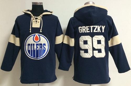 Edmonton Oilers 99 Wayne Gretzky Dark Blue Pullover NHL Hoodie