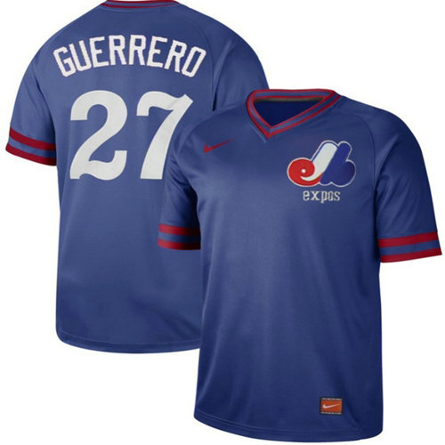 Expos #27 Vladimir Guerrero Royal Authentic Cooperstown Collection Stitched Baseball Jersey