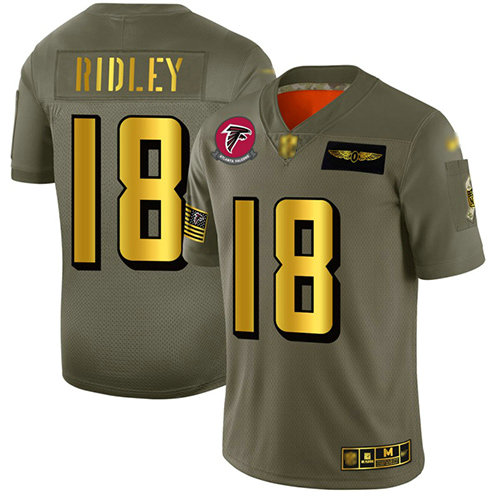 Falcons #18 Calvin Ridley Camo Gold Men's Stitched Football Limited 2019 Salute To Service Jersey