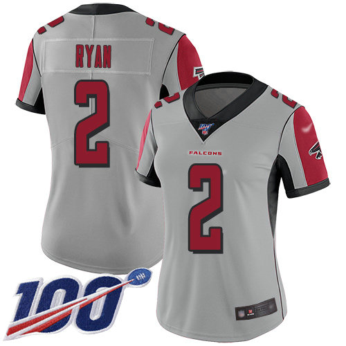Falcons #2 Matt Ryan Silver Women's Stitched Football Limited Inverted Legend 100th Season Jersey