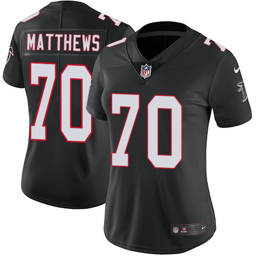 Falcons #70 Jake Matthews Black Alternate Women's Stitched Football Vapor Untouchable Limited Jersey