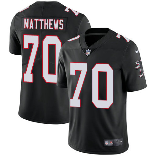Falcons #70 Jake Matthews Black Alternate Youth Stitched Football Vapor Untouchable Limited Jersey