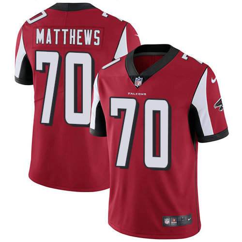 Falcons #70 Jake Matthews Red Team Color Youth Stitched Football Vapor Untouchable Limited Jersey