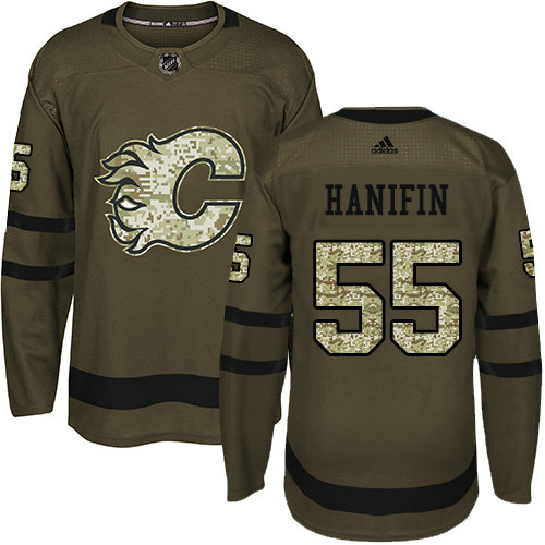 Flames #55 Noah Hanifin Green Salute to Service Stitched Hockey Jersey
