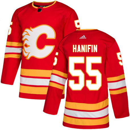 Flames #55 Noah Hanifin Red Alternate Authentic Stitched Hockey Jersey