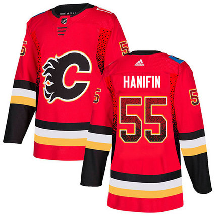 Flames #55 Noah Hanifin Red Home Authentic Drift Fashion Stitched Hockey Jersey