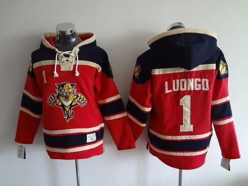 Florida Panthers 1 Roberto Luongo Red Sawyer Hooded Sweatshirt NHL jersey