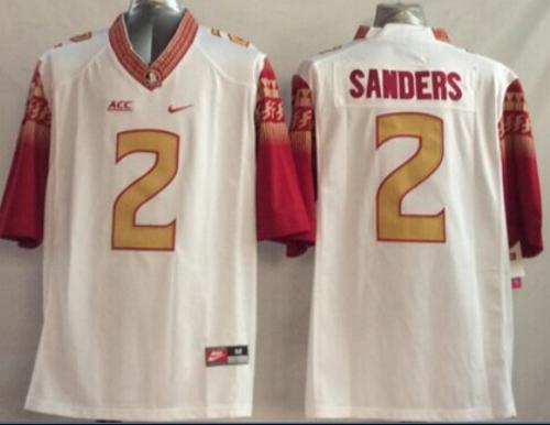 Florida State Seminoles (FSU) 2 Deion Sanders White Stitched NCAA Limited Jersey