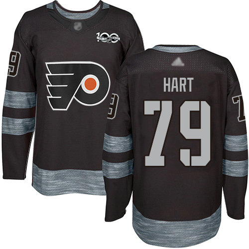 Flyers #79 Carter Hart Black 1917-2017 100th Anniversary Stitched Hockey Jersey