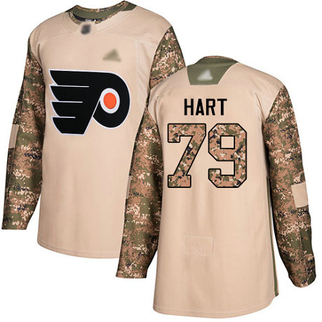 Flyers #79 Carter Hart Camo Authentic 2017 Veterans Day Stitched Youth Hockey Jersey