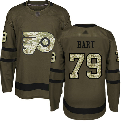 Flyers #79 Carter Hart Green Salute to Service Stitched Youth Hockey Jersey