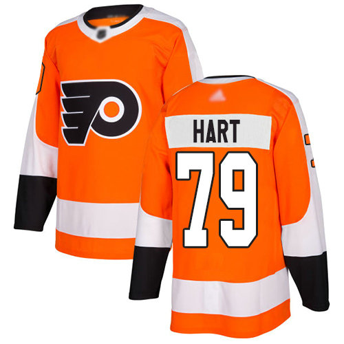 Flyers #79 Carter Hart Orange Home Authentic Stitched Hockey Jersey
