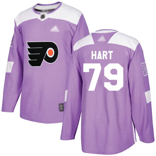 Flyers #79 Carter Hart Purple Authentic Fights Cancer Stitched Youth Hockey Jersey