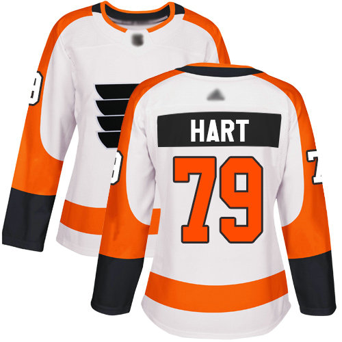 Flyers #79 Carter Hart White Road Authentic Women's Stitched Hockey Jersey