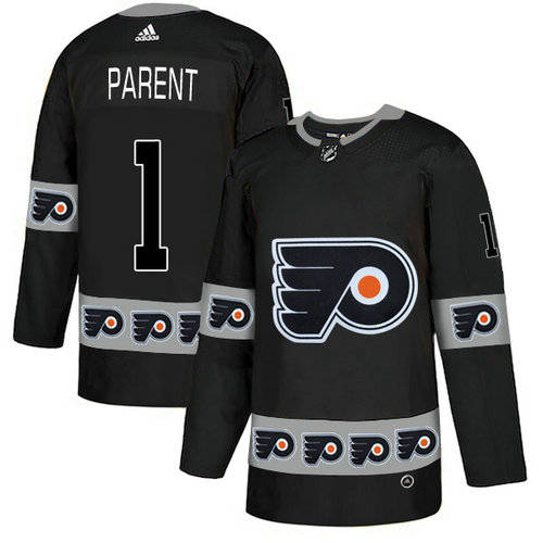 Flyers 1 Bernie Parent Black Team Logos Fashion Adidas Jersey