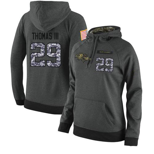 Football Women's Baltimore Ravens #29 Earl Thomas III Stitched Black Anthracite Salute to Service Player Performance