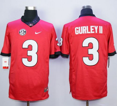 Georgia Bulldogs 3 Todd Gurley Red SEC Patch NCAA Jersey